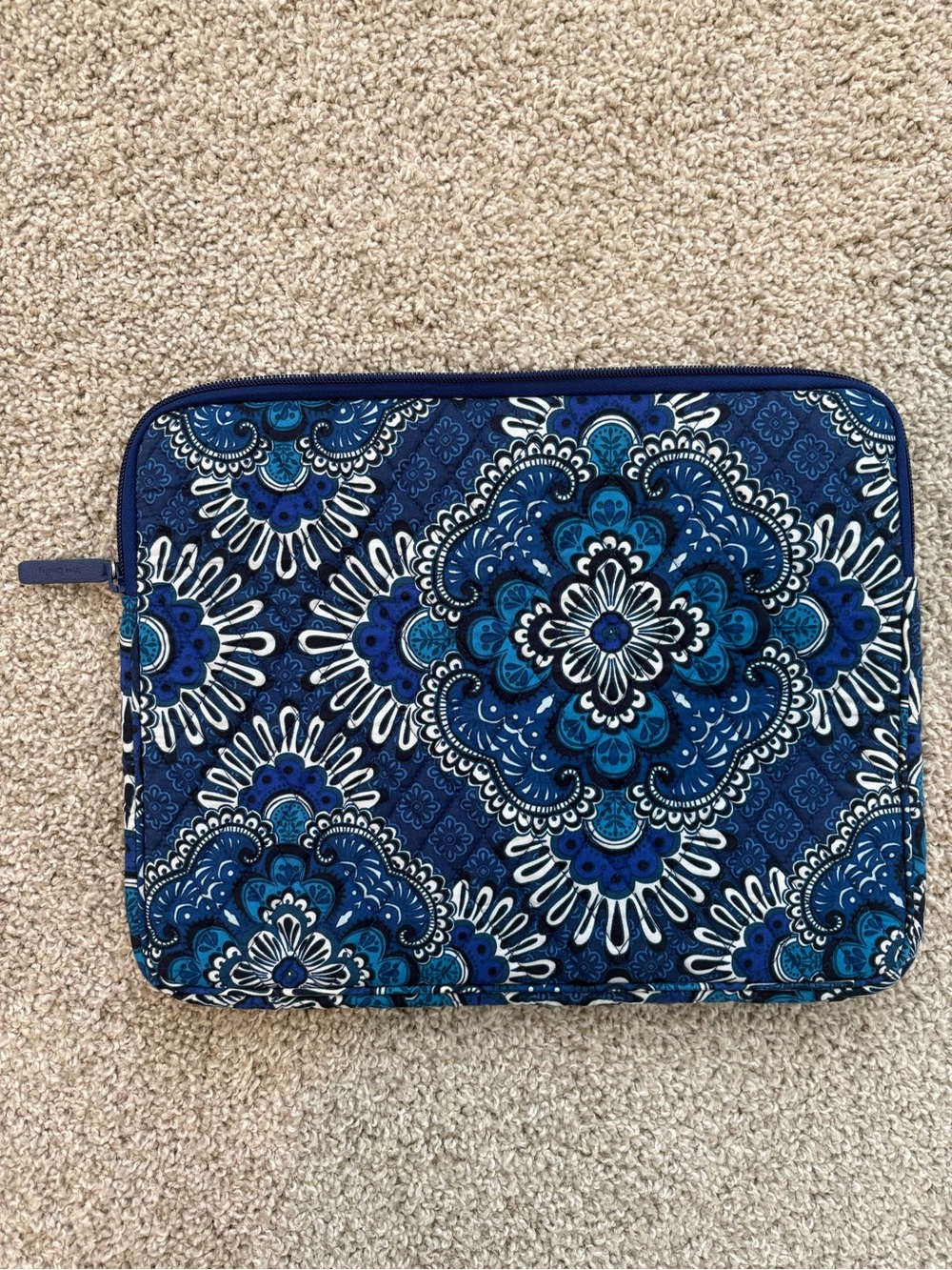 Vera Bradley Navy and Turquoise Medallion Quilted Tablet Sleeve